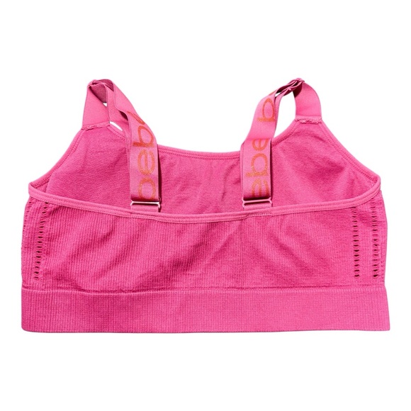 BEBE Pink Logo Seamless Ribbed Sport Bra - Picture 2 of 8